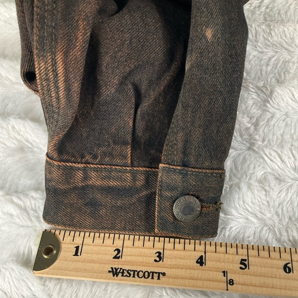 Vintage 90s Bulge Boy Men Denim Jacket XL Gold Crest 56 Two Tone Brown Blue Rare - Picture 10 of 13